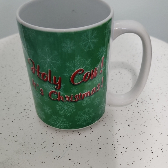 Festive Cow Mug with Green Background - Picture 2 of 2